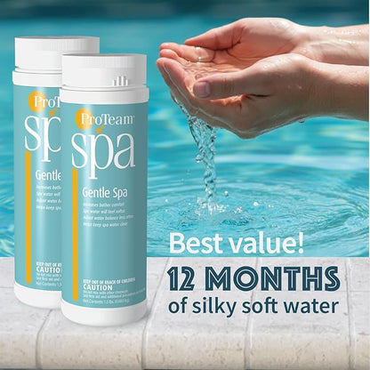 ProTeam Gentle Spa Hot Tub Water Softener & Conditioner — Softens Hard Water, Prevents Scum Lines & Skin Irritation, Borate pH Stabilizer — Fresh Scent, (1.5 lb) (2 Pack) + SplashWiz Care e-Book
