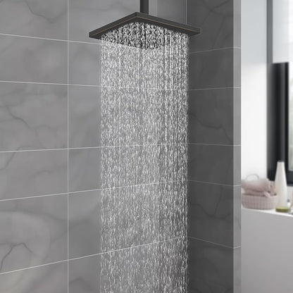 Hibbent Thickness Metal Rain Shower Head, 6'' High Pressure Rainfall Shower Head, Bathroom Waterfall Shower Heads, High Flow Fixed Showerheads with Adjustable Brass Ball Joint, Oil Rubbed Bronze