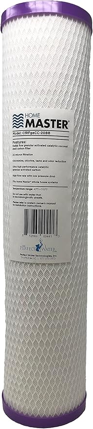 Home Master HMF2SmgRFCC Whole House Water Filter, 4-Layer Sediment Filter 25 to 1 Micron, Powerful Radial Flow Catalytic Carbon 20gpm, 1” NPT Ports, Patented Heavy Steel Bracket fits 16” Wall Studs