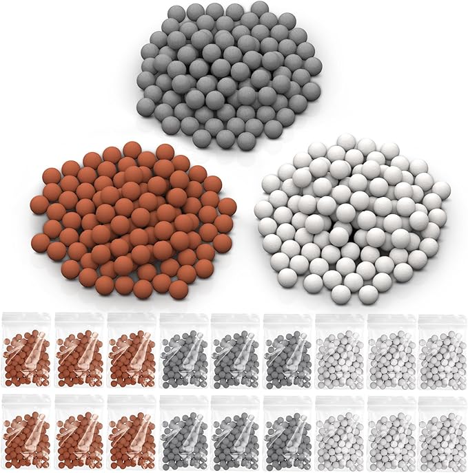 YDmeet Replacement Mineral Balls for Filtered Shower Head Refills, Water Softener Beads Filtration Stone Ball to Remove Chlorine, Fluoride and Impurities(≈306.0 Grams, Orange, Gray, White)