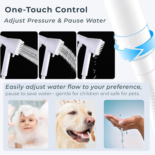 Ryamen 2026 Magnetic Filtered Shower Head with Handheld– High Pressure Showerhead with Power Wash Mode, Chlorine Removal, Massage Brush, Pressure Adjustable, One-Touch Pause (White)