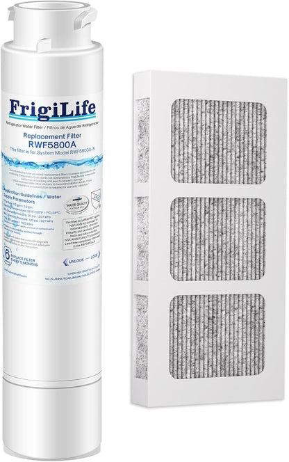 RWF5800A Refrigerator Water Filter Replacement for Frigidaire EPTWFU01 Pure Source Ultra II, Pure Source Ultra 2, EWF02, SCWFTCTO, CLCH128 GP006 DE022 and Pure Air Ultra 2 Air Filter 1 Combo