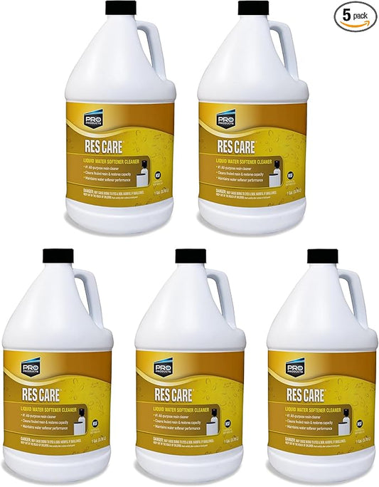 Pro Products ResCare RK02B All-Purpose Water Softener Cleaner Liquid Refill, 1 Gallon, Pack of 5