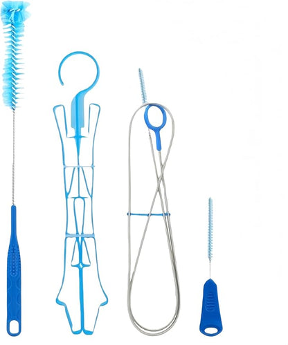 4PCS Outdoor Backpack Reservoir Cleaning and Drying Kit Flexible Brushes for Hose and Bite Valve Collapsible Drying Frame Carrying Pouch for Hydration Bladder Maintenance