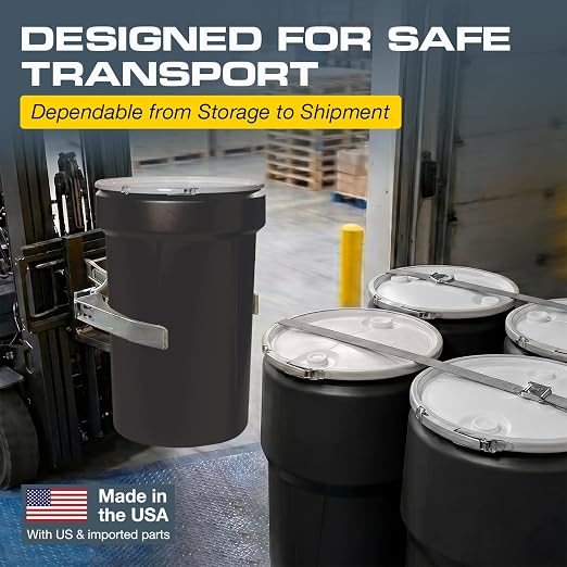 Eagle Plastic Drum, 55 Gallon Drum, DOT Compliant, Made in USA, Black | High-Density-Polyethylene Construction, Open Head Lab Pack Drum, Metal Lever-Lock Lid, Hazardous Material Storage, Transport