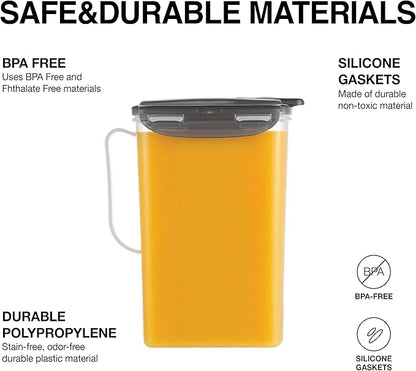 LocknLock Aqua Fridge Door Water Jug | Clear Pitcher | BPA Free Plastic Pitcher with Lid | 2 Quart Pitcher with Lid for Water, Juice, Tea & More Beverages, Gray