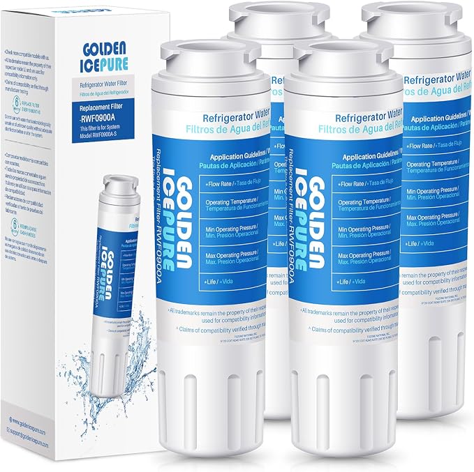 GOLDEN ICEPURE RWF0900A Replacement for MAYTAG UKF8001, Whirlpool Filter 4 EveryDrop EDR4RXD1, KRFC300ESS01, 46-9006, PUR Puriclean II Replacement Water Filter 4PACK