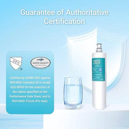 AQUA CREST 3US-PF01 Under Sink Water Filter, Replacement for Standard Filtrete® 3US-PF01, 3US-MAX-F01H, 3US-PF01H, Delta RP78702, Manitowoc K-00337, K-00338, HF20 HF25 HF27, NSF 42 Certified, 2 Pack