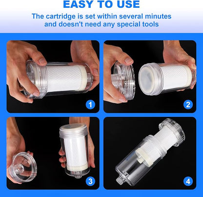 1 Micron Washing Machine Water Filter, Washer Water Filter System, For Washing Machine, Faucet, > 99.5% Removal of Chlorine Fluoride, Heavy Metals, Odor, Reusable Carbon Shower Filter