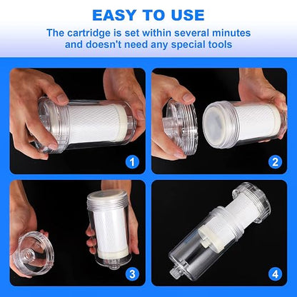 2 Micron Carbon Washer Water Filter, Visible Washing Machine Water Filter System, 99.5% Removal of Chlorine Fluoride, Heavy Metals, Odors, Scale, Reduces Dry Skin ACF Shower Filter