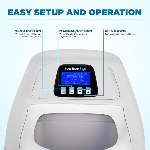 Ivation H2O 40,000 Grain, Water Softener System, Water Softner, with Patented Ceramic Discs, Automatic Whole House Soft Water Regeneration Reduces Magnesium & Hard Minerals & Improves Water Quality