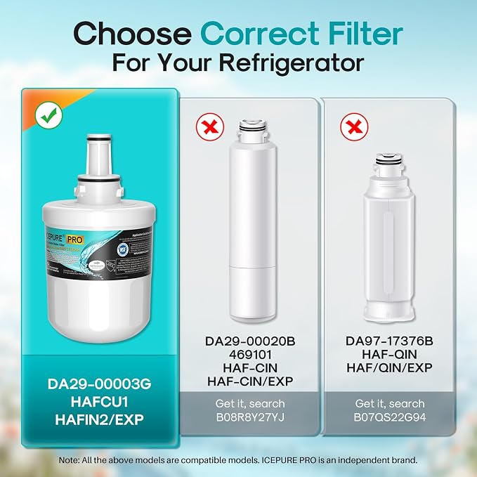ICEPURE DA29-00003G Remove PFOA&PFOS, NSF/ANSI 401&53&42&NSF/ANSI/CAN 372 Water Filter, Replacement for Samsung DA29-00003A, Aqua-Pure Plus DA29-00003B, HAFCU1, RF267AERS, HDX-FMS-1, 3PACK