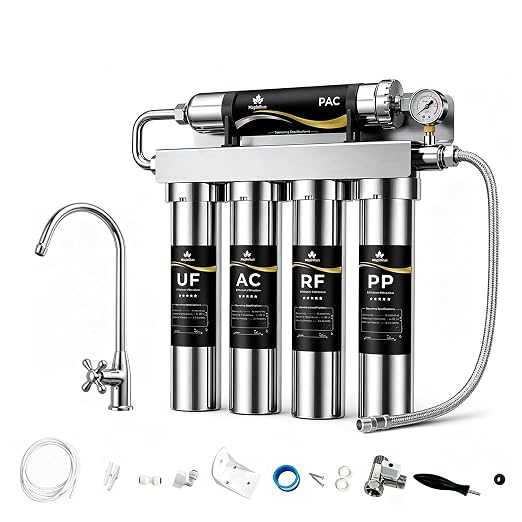 MapleRun 0.01μm Ultra Filtration Under Sink Water Filtration System, 304 Stainless Steel Water Purifier, High Flow Drinking Water Filter for Kitchen Sink, No Electricity Needed