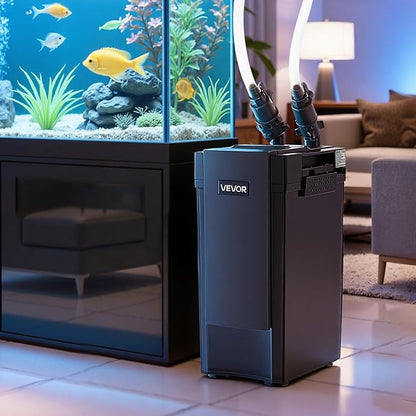 VEVOR 396GPH Canister Filter, 4-Stage External Aquarium Filter with Powerful Pump, Water Circulation Cleaning Machine with Media for Large Fish Tanks and Aquariums Up to 125 Gallons, for Freshwater