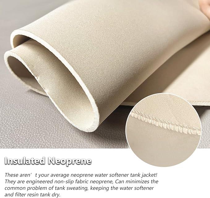 Okcool Water Softener Tank Jacket,Water Softener Neoprene Sweat Jacket,3.5mm Thick Neoprene Absorbable Condensate Water to Prevent Sweating(12x52,Beige)