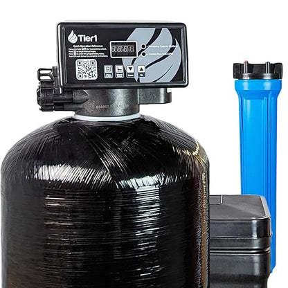 Tier1 Whole House Water Softener System 64000 Grain Capacity | High Efficiency Design with Ceramic Control Valve | Preloaded 2 Cubic Foot Resin Mineral Tank | Home Filtration System for 5 to 6 Baths