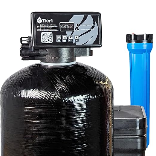 Tier1 Whole House Water Softener System 64000 Grain Capacity | High Efficiency Design with Ceramic Control Valve | Preloaded 2 Cubic Foot Resin Mineral Tank | Home Filtration System for 5 to 6 Baths