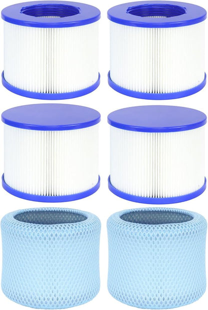 60% Denser Filter, High-Efficiency Screw-in Hot Tub spa Filters Replacement Compatible with All Relxtime, Aleko, Wejoy, Aquaspa Hot Tubs & Other Spas (4 Filters + 2 Filter Bags)