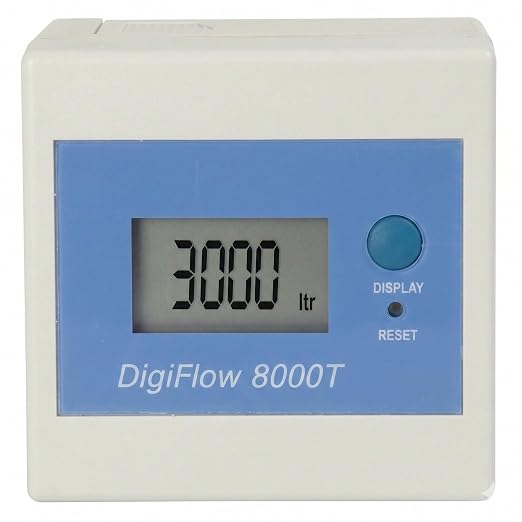 Savant DigiFlow 8000T Flow Meter with 1/4" Quick Fitting | LCD Display, Gallon Liter Counter, Countdown Reminder, Filter Change Alert, Auto Memory