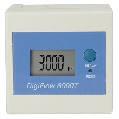 Savant DigiFlow 8000T Flow Meter with 1/4" Quick Fitting | LCD Display, Gallon Liter Counter, Countdown Reminder, Filter Change Alert, Auto Memory