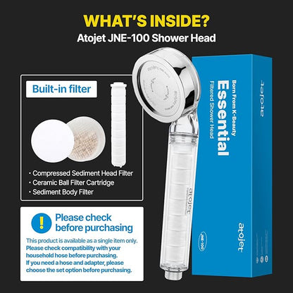 Essential Everyday Shower Ritual Elevating Korea’s Beauty Legacy – High-Purity Sediment Filters for Softer Skin & Smoother Hair | Single Set (Hose, Mount, Teflon Tape, Wrench) (JNE100-SET-SNG)