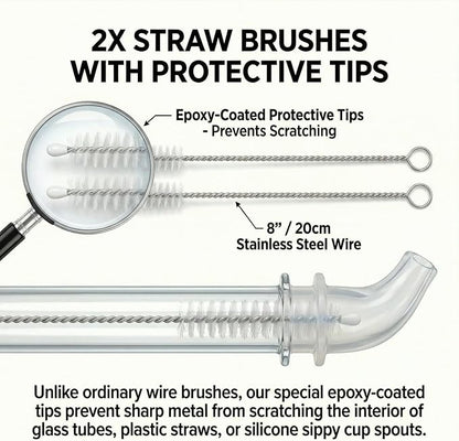 3-Piece Tube Cleaning Brush Kit, 59" Double-Ended Flexible Aquarium Filter Hose Brush with 2 x 8 Straw Cleaner Brushes, 304 Stainless Steel & Nylon Pipe Cleaner for Fish Tank, Kitchen & Home Brewing