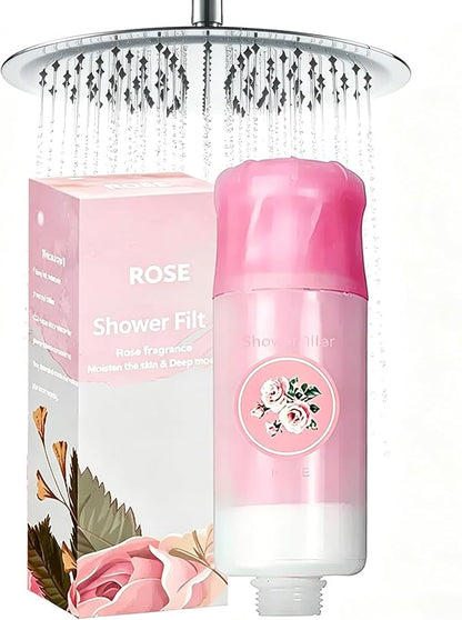 Shower Filter for Hard Water Filter Vitamin C Shower Aromatherapy Replacement Cartridge Bathroom Accessories Remove Chlorine Fluoride Heavy Metals Improves Skin Condition Protects Hair Rose Scent