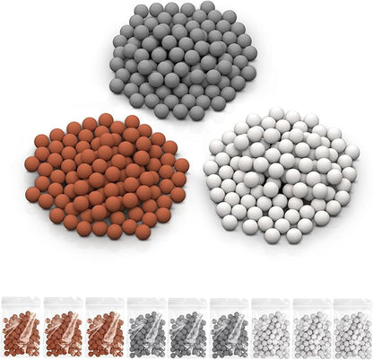 YDmeet Replacement Mineral Balls for Filtered Shower Head Refills, Water Softener Beads Filtration Stone Ball to Remove Chlorine, Fluoride and Impurities(153.0 Grams, Orange, Gray, White)