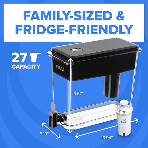 Brita UltraMax Large Water Dispenser with Standard Filter, BPA-Free, Reduces Copper, Cadmium and Mercury Impurities, Lasts 2 Months or 40 Gallons, 27-Cup
