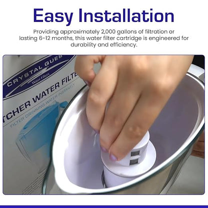 Crystal Quest Standard/SMART Water Filter Pitcher Cartridge – Advanced Filtration for Clean, Healthy Water, Removes Contaminants, Long-Lasting, Easy Installation, 2,000 Gallons [Pack of 4]