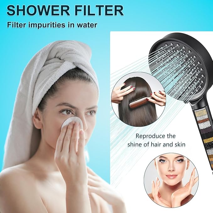 Multi-Stage Shower Filter Compatible with Cobbe Filtered Shower Head Handheld, 7-mode Showerhead,Hard Water High Efficiency Filter-4 Pack