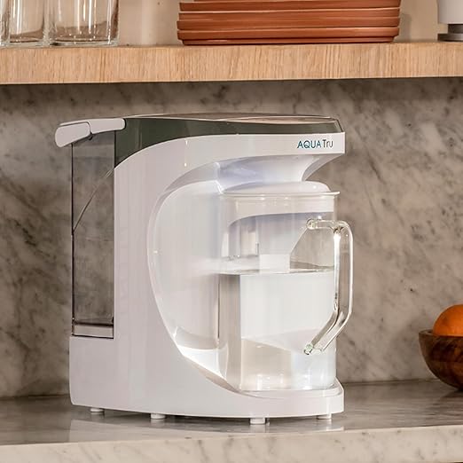 AquaTru Carafe Countertop Water Purifier | Compact 4-Stage Reverse Osmosis System with Glass Carafe Removes 84 Contaminants Including Forever Chemicals, Lead & Fluoride | No Plumbing