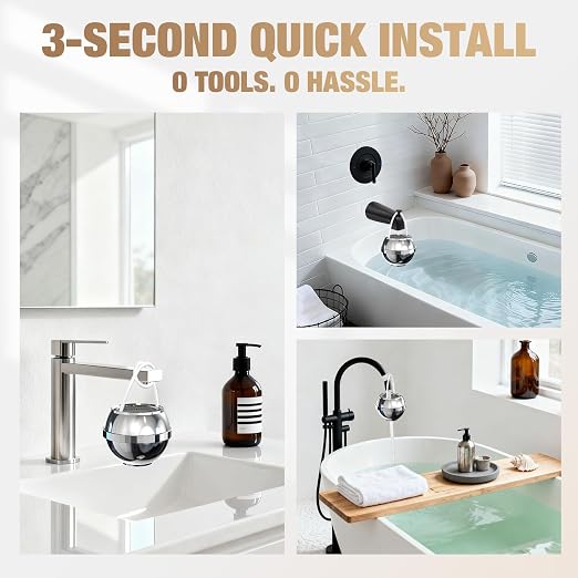 SHLLKTTRY Bath Water Filter for Tub Faucet with Overflow,Filtration,Remove Contaminants,Chlorine,Fluoride,Hard Water Softener,Enhances Health of Skin,Hair,Nails,Relieve Eczema,3,000 Gallons,Chrome