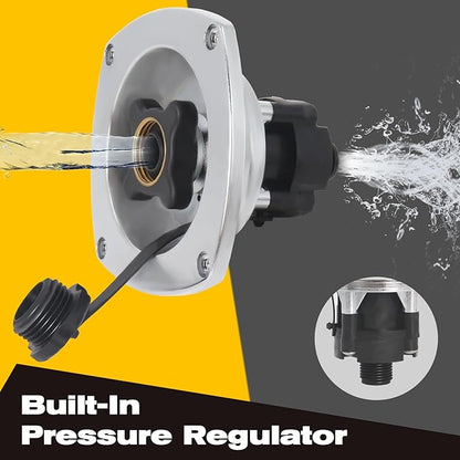 RV City Water Inlet with Pressure Reducing Valve,Chrome Water Fill Inlet Replacement with Check Valve,RV Water Inlet Connection,for Marine,Trailer,Motorhome Inlet