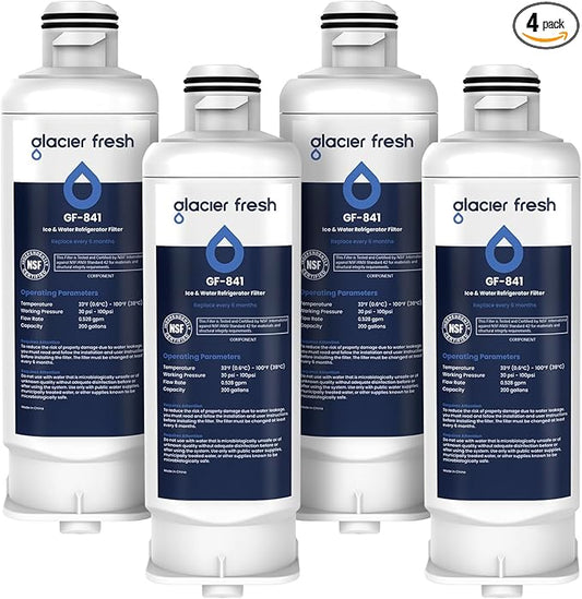 GLACIER FRESH Replacement for DA97-17376B Refrigerator Water Filters, HAF-QIN, HAF-QIN/EXP, DA97-08006C, RF23M8070SG, RF23M8070SR, RF23M8090SG, RF23M8090SR, RF23M8570SR, RF23M8590SG (4 Pack)