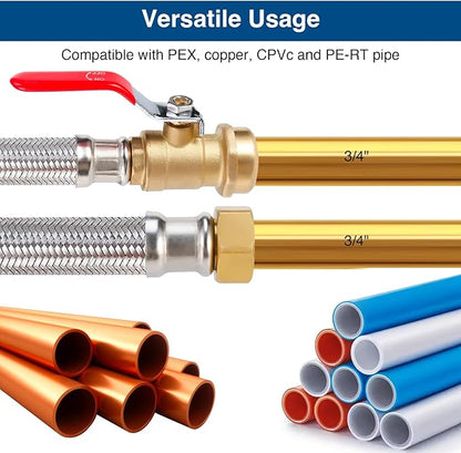 Heavy Duty 24" Braided Stainless Steel Hot Water Heater Hose – 3/4 Inch FIP x 3/4 Inch Ball Valve, Push-to-Connect Brass Fitting