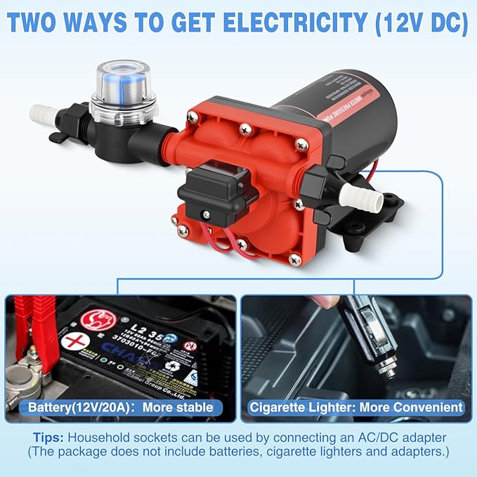 Nilight RV Water Pump 12v Camper Water Pump 5.5 GPM 70 PSI with Pressure Switch& Strainer Heavy Duty Diaphragm Pump 12 Volt DC Upgrade Self-Priming Low Noice for RV Camper Marine Yacht Caravan Trailer