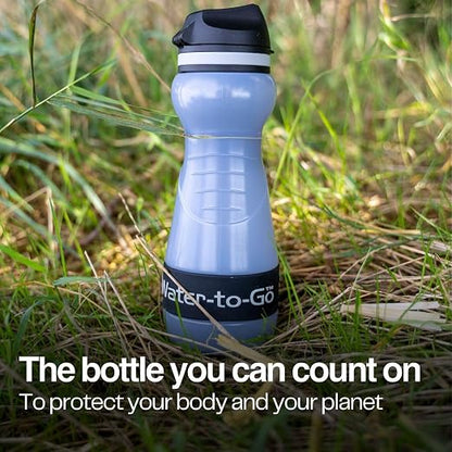 Water-to-Go Small Filter Water Bottle, 18.5oz/55cl Value Bundle | Value Bundle with Three Filters, Nanofiltration, For Travel, BPA-Free Bioplastic