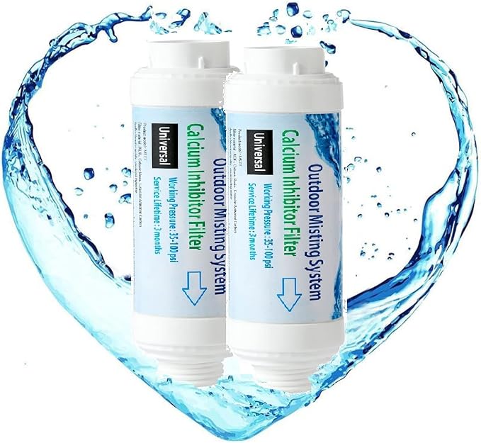H&G lifestyles Misting System Calcium Inhibitor Filter for Patio | Misters Inline Water Filter Effectively Reduce Hard Water Spots, Soften Water (Pack of 2)