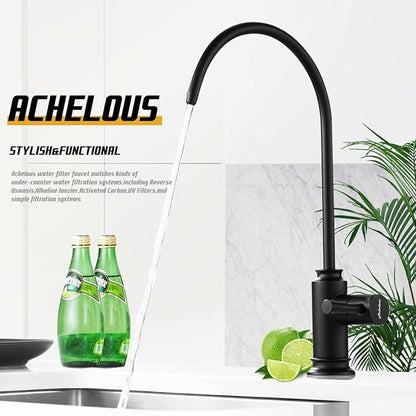 Achelous Matte Black Kitchen Water Filter Faucet,Stainless Steel Lead-Free Drinking Water Faucet Fits Reverse Osmosis Units or Filtration System in Non-Air Gap