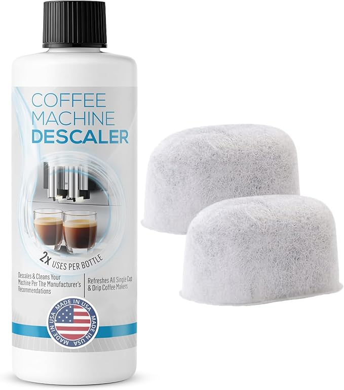 FreshFlow Keurig Compatible Descaling Solution (1 Bottle, 2 Uses Plus 2 Filters) - Universal Descaler Cleaner Concentrate Kit For All 1.0 & 2.0 K-Cup Pod Machines and Espresso Machines