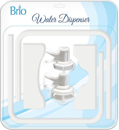 Brio Stainless Steel 3-5 Gallon Water Jug Stand and 2 Dispenser Valves, Non Slip Stand with BPA Free Fast Flow Water Spout Fits Both 48mm and 55mm Bottles 2 CAPS Included (White), 12 inches