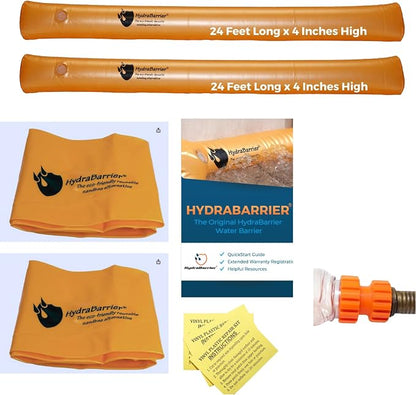 Watershed Innovations Best Sandbag Alternative - Hydrabarrier Standard 24 Foot Length 4 Inch Height. - Water Diversion Tubes that are the Lightweight, Re-usable, and Eco-Friendly - Bulk - 2 Pack