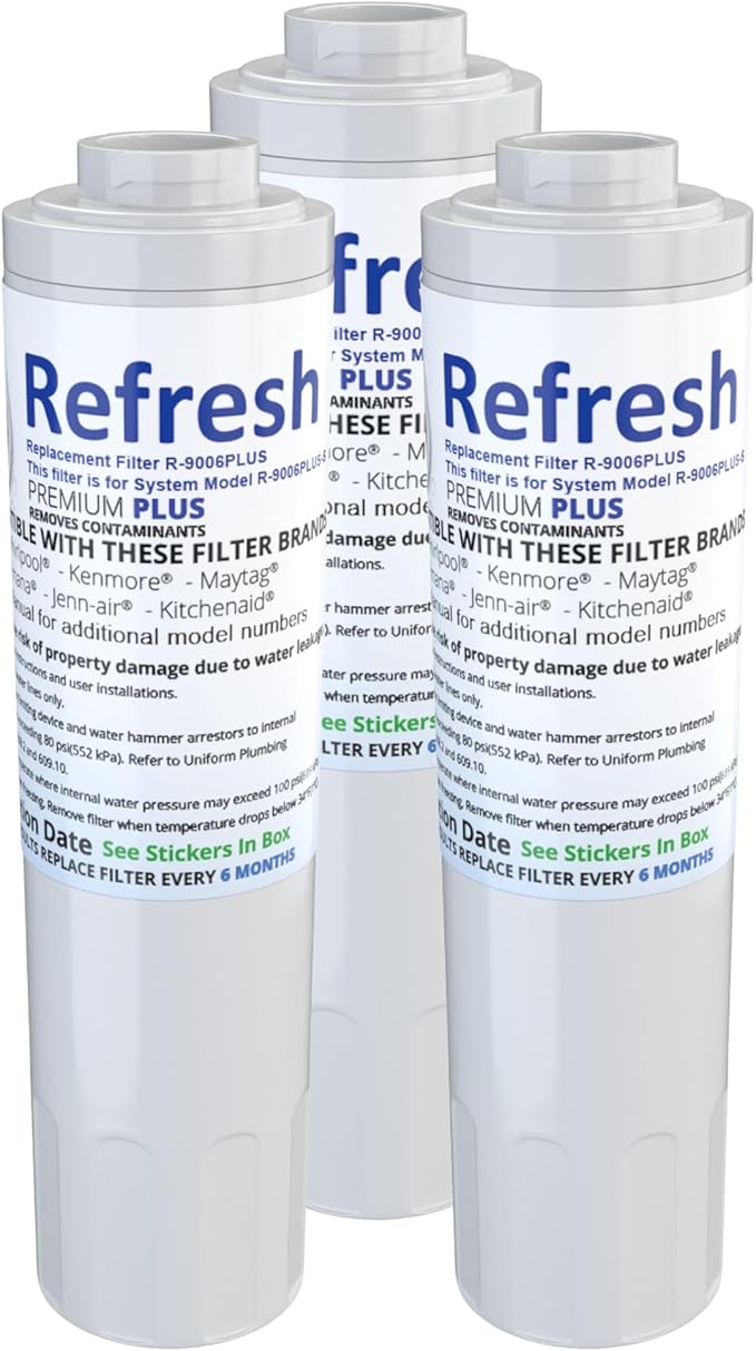 Refresh R-9006 Refrigerator Water Filter Replacement for UFK8001, WF295, WSM-2 - Clean Great Tasting Drinking Water and Ice Maker Filtration with Fresh Flow for Your Home Fridge, Easy Filter Cartridge