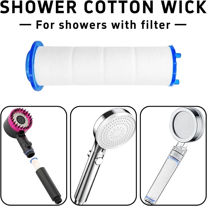 12Pcs 2.6” Shower Head Filter Cartridge, PP Cotton Replacement Filters for High Pressure Handheld Turbo Fan, Vortex Hydro Jet Shower Head, Improves Water Quality, Easy Install