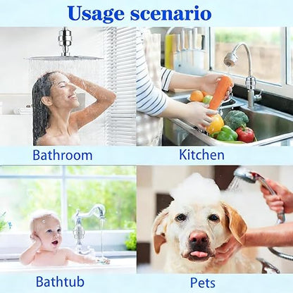36 Stage Shower Filter with Vitamin C E for Hard Water with 3 Cartridges, High Output Universal Shower Head Water Softener Filter to Remove Itchy Skin, Dandruff and Eczema with