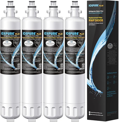 ICEPURE RPWF Refrigerator Water Filter, Replacement for GE RPWF (Not RPWFE), RWF1063, RWF3600B, WDS-RPWF, WSG-4, DWF-36, R-3600, AQF-RPWF, MPF15350, OPFG3-RF300, WF277, 4Pack