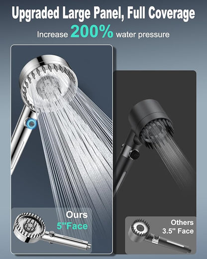 Ion Drops Filtered Shower Head with Handheld, High Pressure 4 Spray Mode Showerhead with Filters for Hard Water Softener, Handheld Shower Heads Filter with ON/OFF Switch for Pets (Chrome)