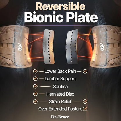 DR. BRACE® Lower Back Brace for Men & Women for Lower Back Pain Relief, Revolutionary Versatile Splints System & Removable Lumbar Pad, Adjustable & Breathable Back Support Brace (41.3-47.2″)
