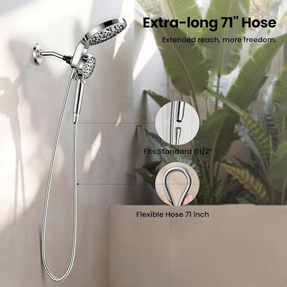 JOMOO Shower Head with Handheld Spray Combo, 7 Spray Settings Magnetic Showerhead with Filters for Hard Water, Magnetic Docking System, 71 inch Shower Hose, Chrome